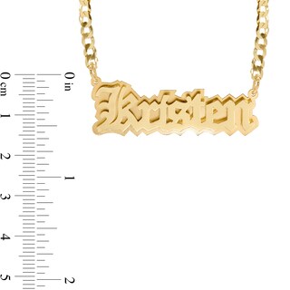 Double Plated Gothic Nameplate Curb Chain Necklace in Sterling Silver with 14K Gold Plate - 18"