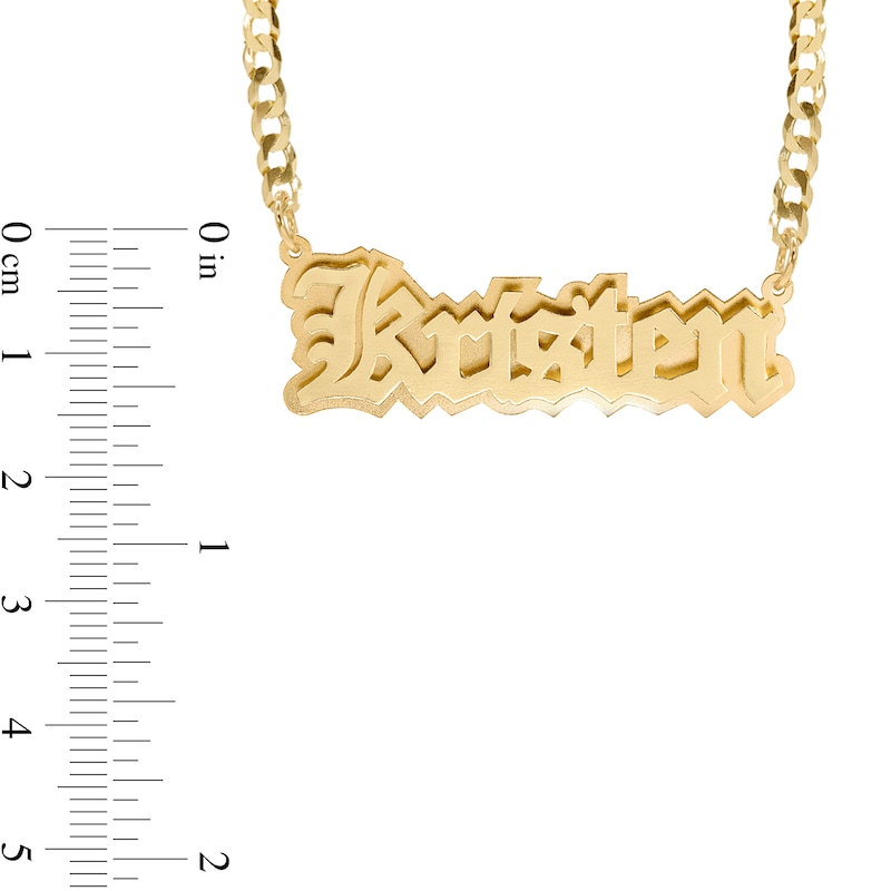 Main Image 2 of Double Plated Gothic Nameplate Curb Chain Necklace in Sterling Silver with 14K Gold Plate - 18"