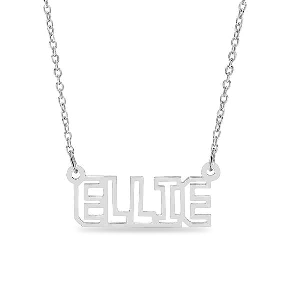 Outlined Name Cable Chain Necklace in Sterling Silver - 18"