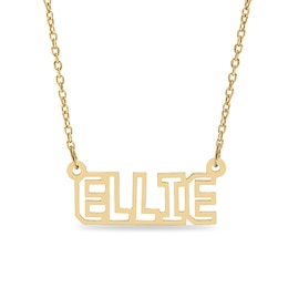 14K Gold Plated Outlined Name Cable Chain Necklace - 18"