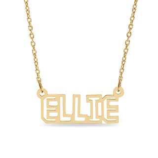 14K Gold Plated Outlined Name Cable Chain Necklace - 18"