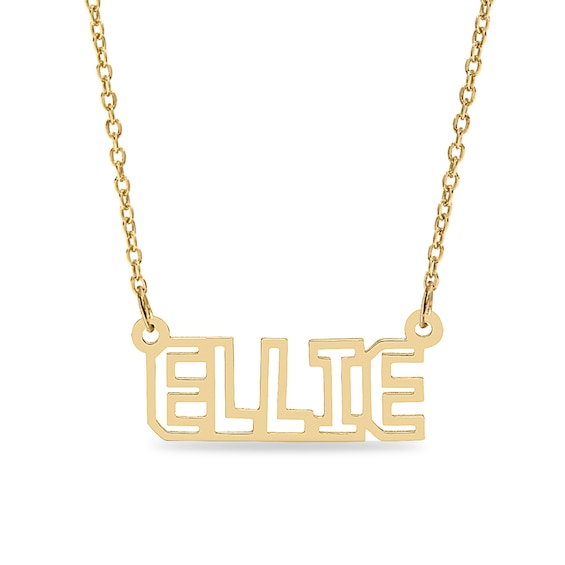 Outlined Name Cable Chain Necklace in Sterling Silver with 14K Gold Plate - 18"