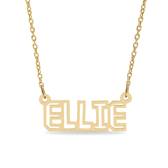 14K Gold Plated Outlined Name Cable Chain Necklace - 18"