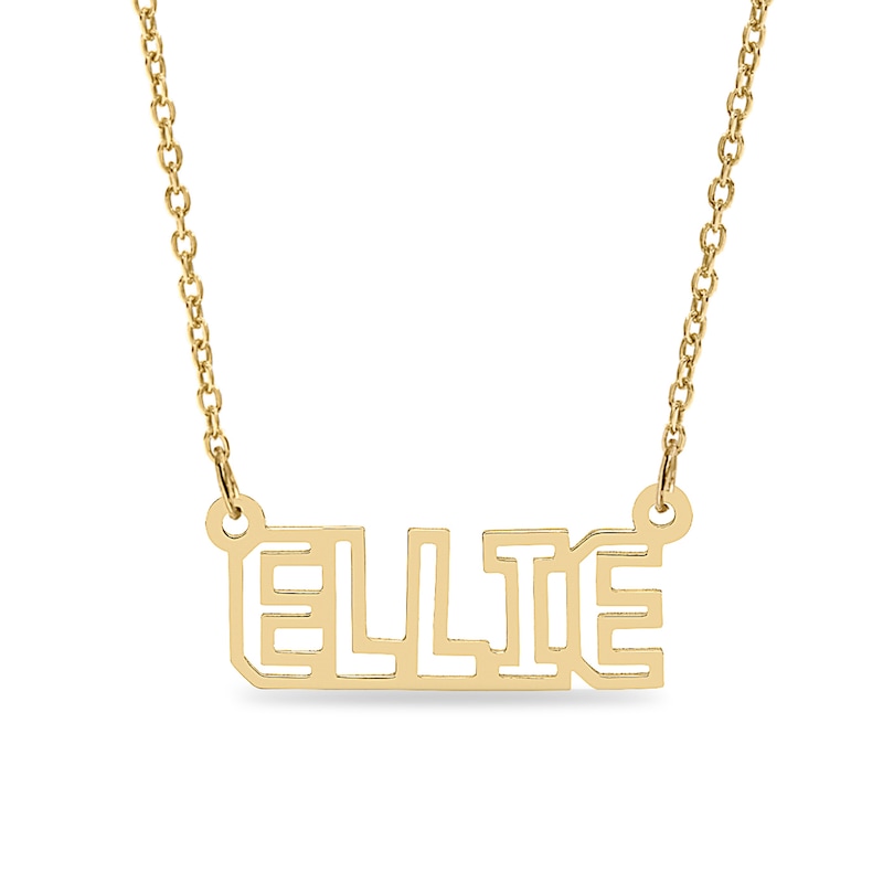 14K Gold Plated Outlined Name Cable Chain Necklace - 18"
