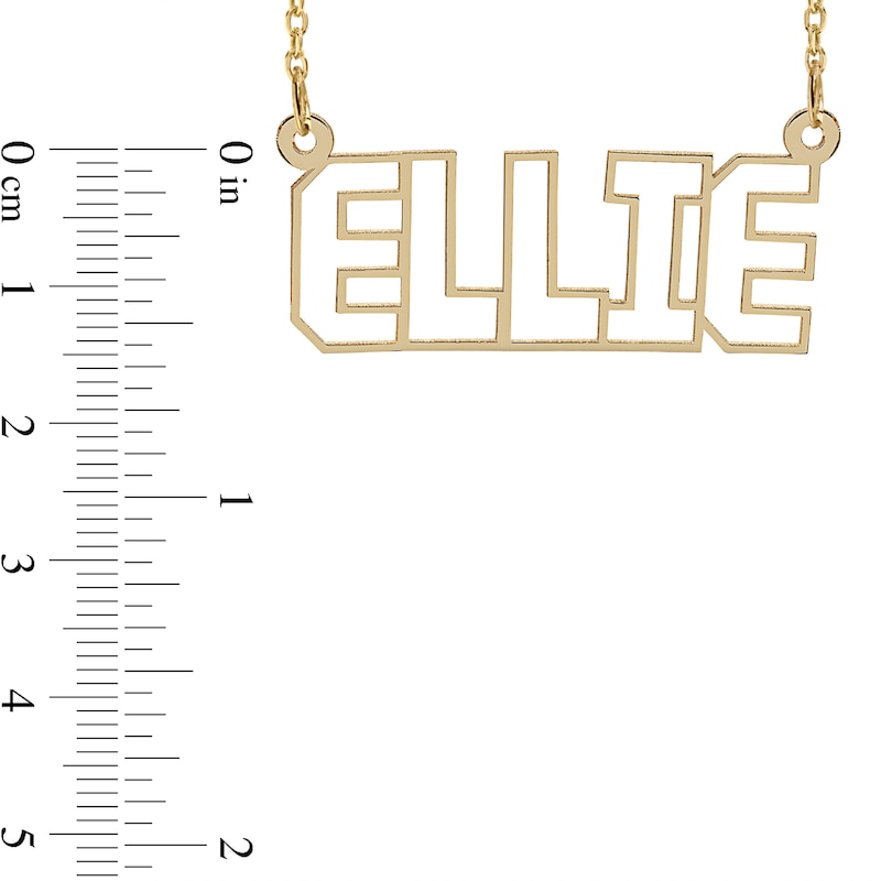 Main Image 2 of 14K Gold Plated Outlined Name Cable Chain Necklace - 18"