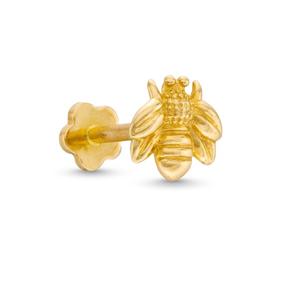 14K Gold Bee Stud - 18G 5/16"