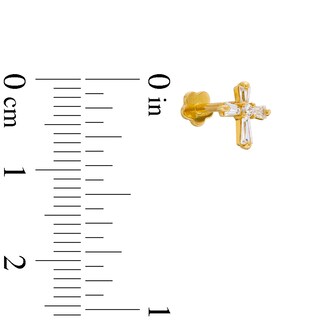​​​​14K Gold CZ Cross Stud - 18G 5/16"