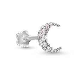 ​​​​​​​​​​​​​​14K White Gold CZ Moon Stud - 18G 5/16"