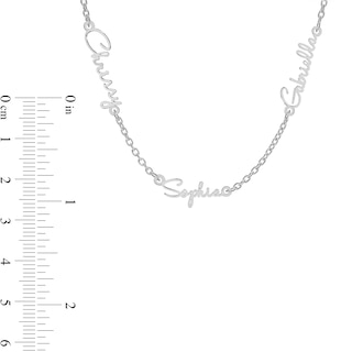 Sterling Silver Three Name Script Name Curb Chain Necklace - 18"