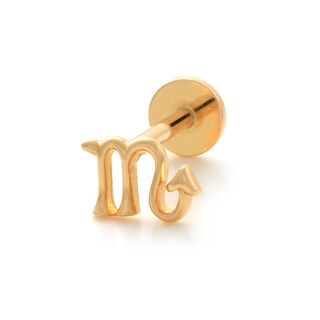14K Gold Scorpio Zodiac Stud - 18G 5/16"