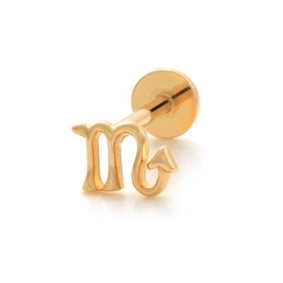14K Gold Scorpio Zodiac Stud - 18G 5/16"