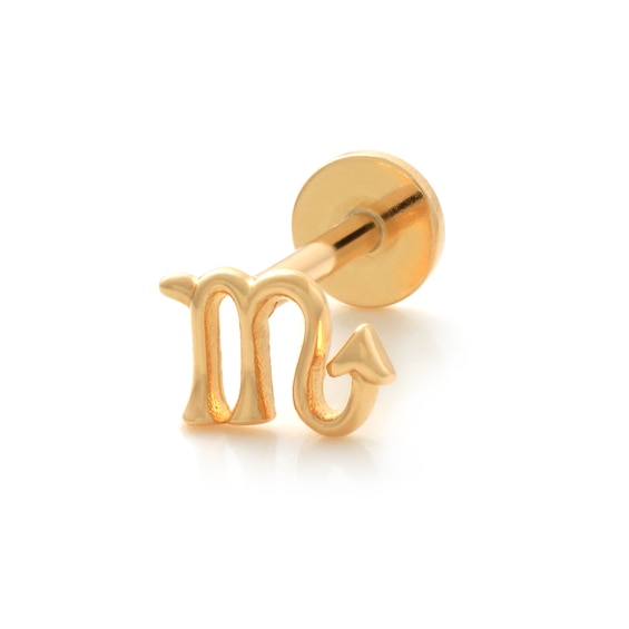 14K Gold Scorpio Zodiac Stud - 18G 5/16"