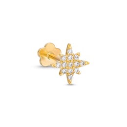 14K Gold CZ Starburst Stud - 18G 5/16"