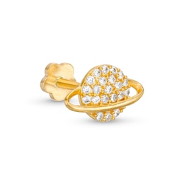 14K Gold CZ Saturn Stud - 18G 5/16"