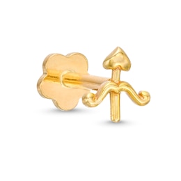 14K Gold Sagittarius Zodiac Stud - 18G 5/16"