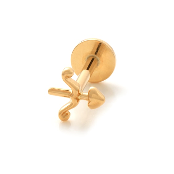 14K Gold Sagittarius Zodiac Stud - 18G 5/16"