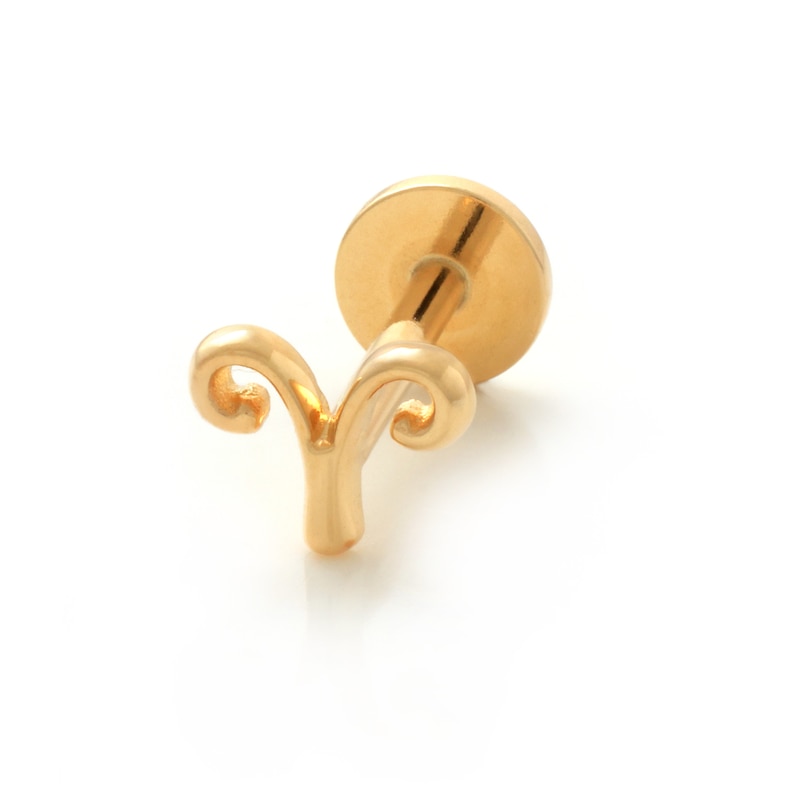 Main Image 1 of 14K Gold Aries Zodiac Stud - 18G 5/16"