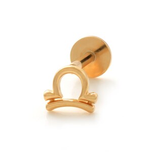 14K Gold Libra Zodiac Stud - 18G 5/16"