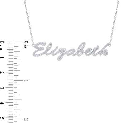 Sterling Silver Simulated Sapphire Personalized Name Cable Chain Necklace - 18"
