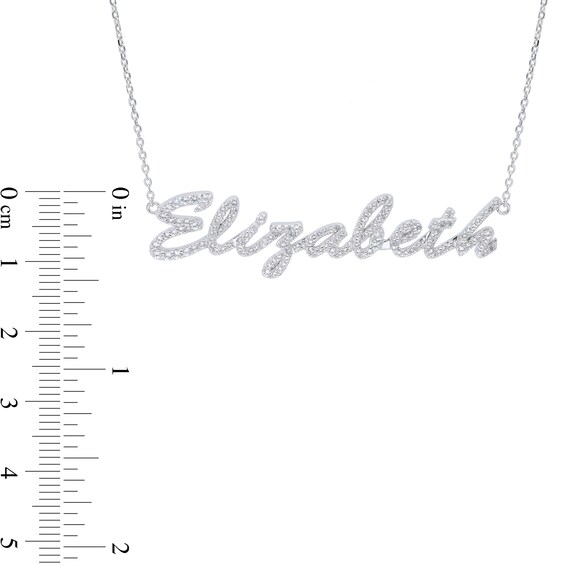 Sterling Silver Simulated Sapphire Personalized Name Cable Chain Necklace - 18"
