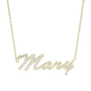 14K Gold Plated Simulated Sapphire Personalized Name Cable Chain Necklace - 18"