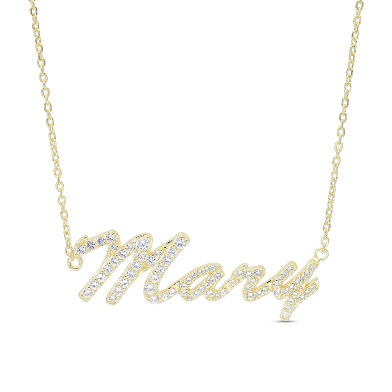 14K Gold Plated Simulated Sapphire Personalized Name Cable Chain Necklace - 18"