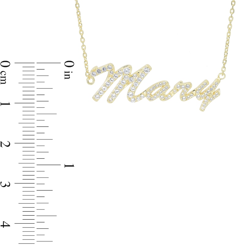 Simulated Sapphire Personalized Name Cable Chain Necklace in Sterling Silver with 14K Gold Plate - 18"