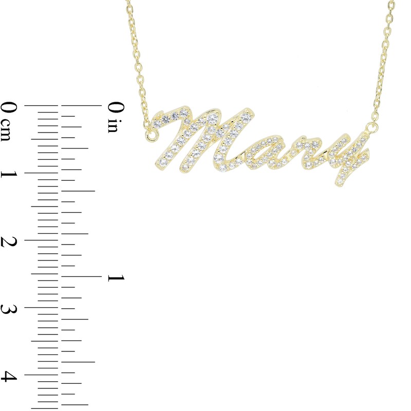 14K Gold Plated Simulated Sapphire Personalized Name Cable Chain Necklace - 18"