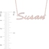 Thumbnail Image 1 of Simulated Sapphire Personalized Name Cable Chain Necklace in Sterling Silver with 14K Rose Gold Plate - 18"