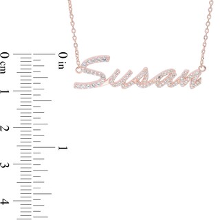 14K Rose Gold Plated Simulated Sapphire Personalized Name Cable Chain Necklace - 18"