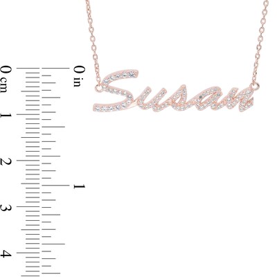 14K Rose Gold Plated Simulated Sapphire Personalized Name Cable Chain Necklace - 18"
