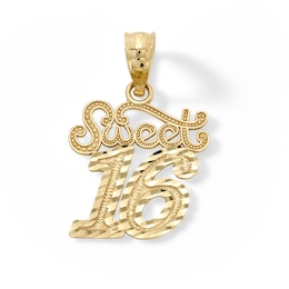 10K Solid Gold Sweet 16 Necklace Charm