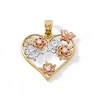 Thumbnail Image 0 of 10K Solid Gold CZ Butterfly Heart Tri-Tone Necklace Charm