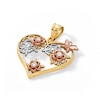 Thumbnail Image 2 of 10K Solid Gold CZ Butterfly Heart Tri-Tone Necklace Charm