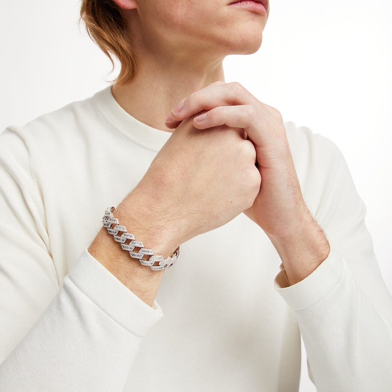 Sterling Silver CZ Baguette Stone Curb Bracelet