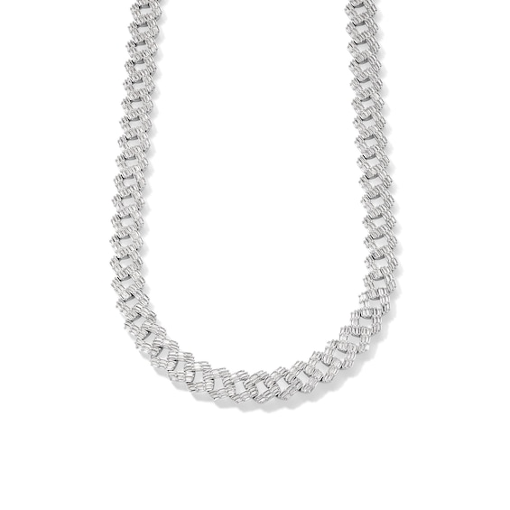 Sterling Silver CZ Baguette Curb Chain Necklace