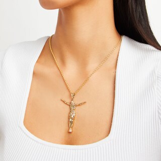 10K Solid Gold Jesus Necklace Charm
