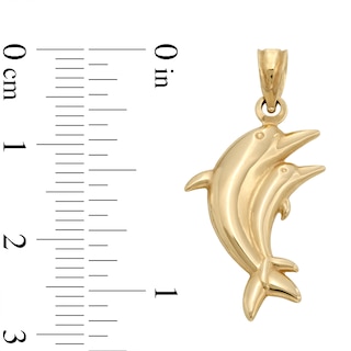 10K Hollow Gold Puff Dolphin Necklace Charm