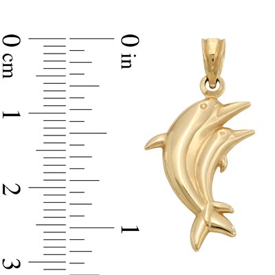 10K Hollow Gold Puff Dolphin Necklace Charm
