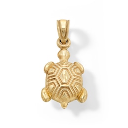 10K Hollow Gold Puff Turtle Necklace Charm