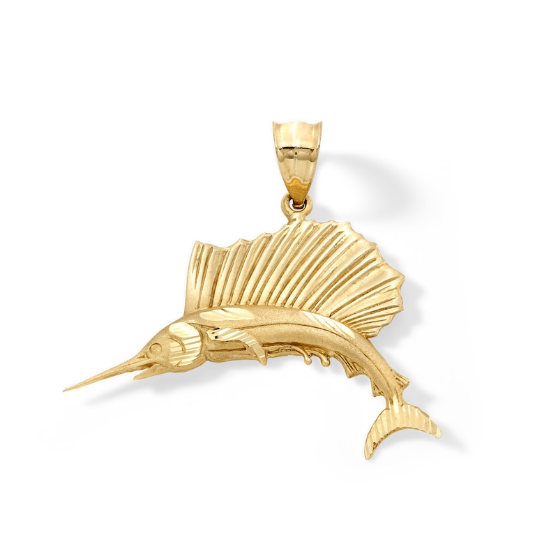 10K Solid Gold Swordfish Necklace Charm