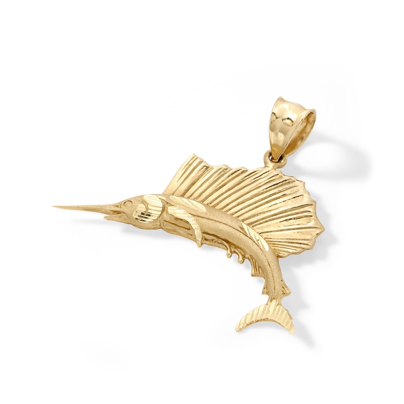 10K Solid Gold Swordfish Necklace Charm