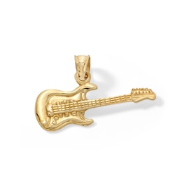 10K Hollow Gold Guitar Necklace Charm