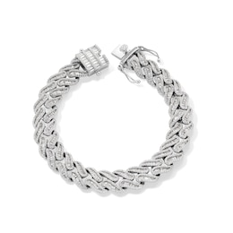 Sterling Silver CZ Baguette Curb Chain Bracelet