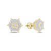 Thumbnail Image 1 of ​​​​​​​​​​​​​​​​​​​​​1/6 CT. T.W. Diamond Hexagon Stud Earrings in Sterling Silver with 14K Gold Plate