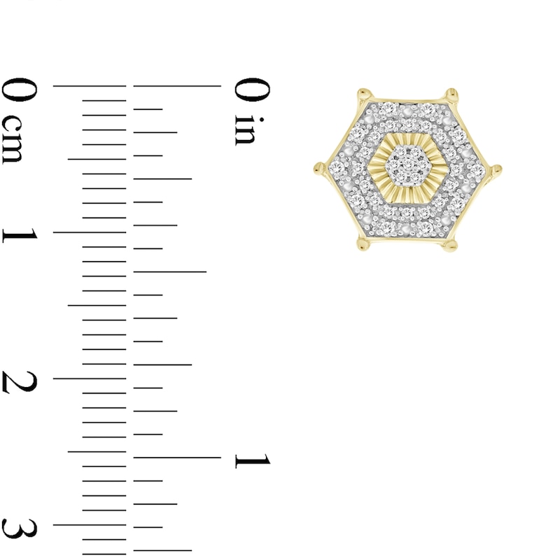 Main Image 2 of ​​​​​​​​​​​​​​​​​​​​​1/6 CT. T.W. Diamond Hexagon Stud Earrings in Sterling Silver with 14K Gold Plate