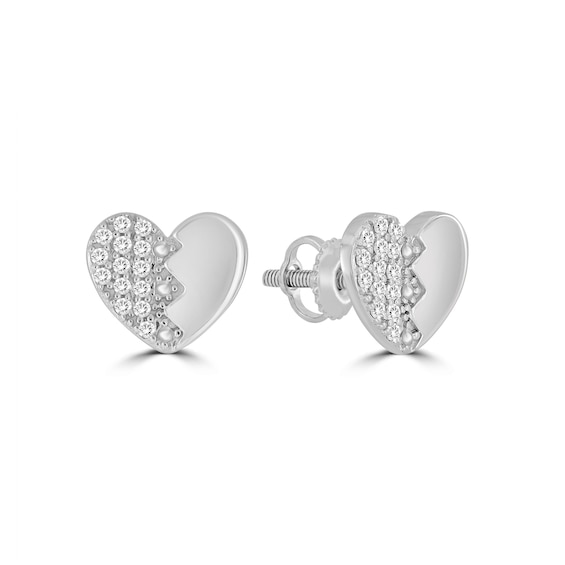 ​​​​​​​​​​​​​​​​​​​​​1/10 CT. T.W. Diamond Broken Heart Earrings in Sterling Silver
