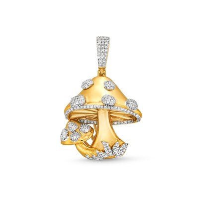 1/6 CT. T.W. Diamond Multi-Mushroom Necklace Charm in Sterling Silver with 14K Gold Plate