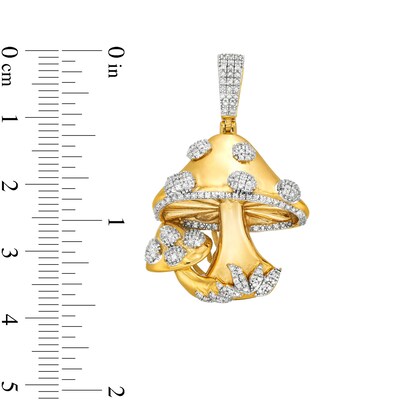 1/6 CT. T.W. Diamond Multi-Mushroom Necklace Charm in Sterling Silver with 14K Gold Plate