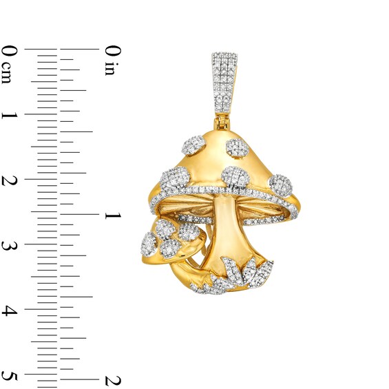 1/6 CT. T.W. Diamond Multi-Mushroom Necklace Charm in Sterling Silver with 14K Gold Plate
